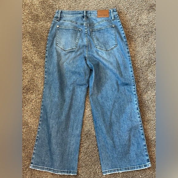 Judy Blue Jeans Womens 7/28 Blue Wide Leg High Rise Braid Detail Crop - Picture 6 of 6